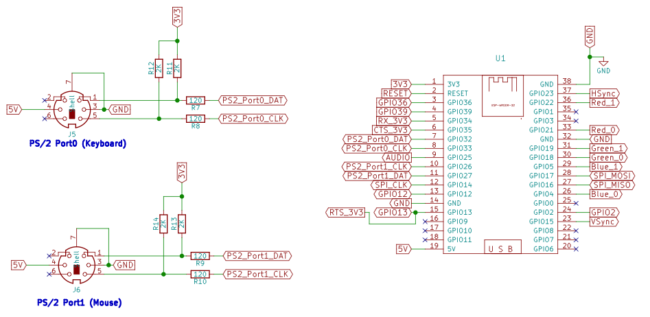 Ps2 Engineering Layout FabGL: PS/2 ports schema